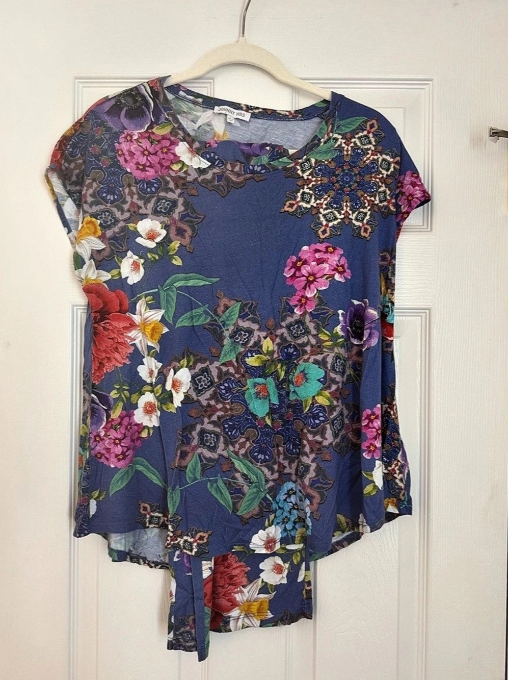 Johnny Was Floral Tunic Sleepwear Set in Blue & Multicolor Size Large
